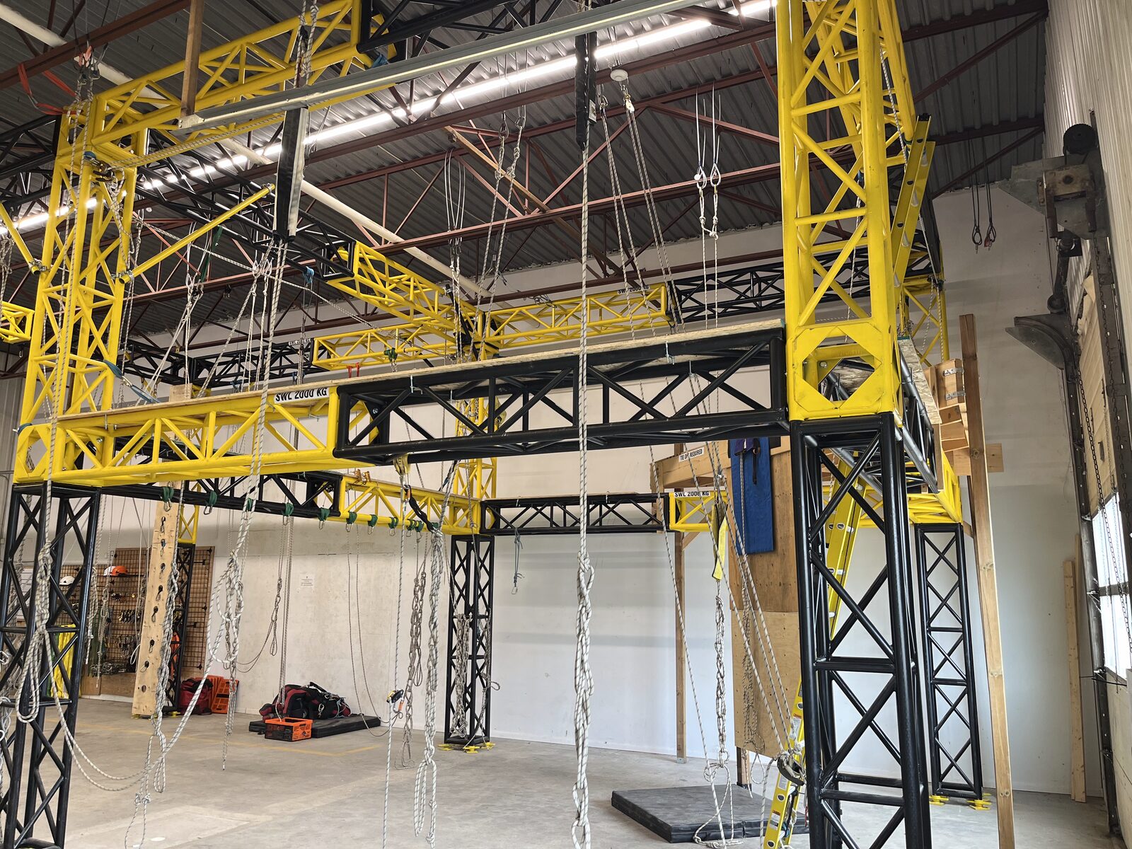 TASC training centre in Sarnia: rated truss structures with ropes and rescue stations
